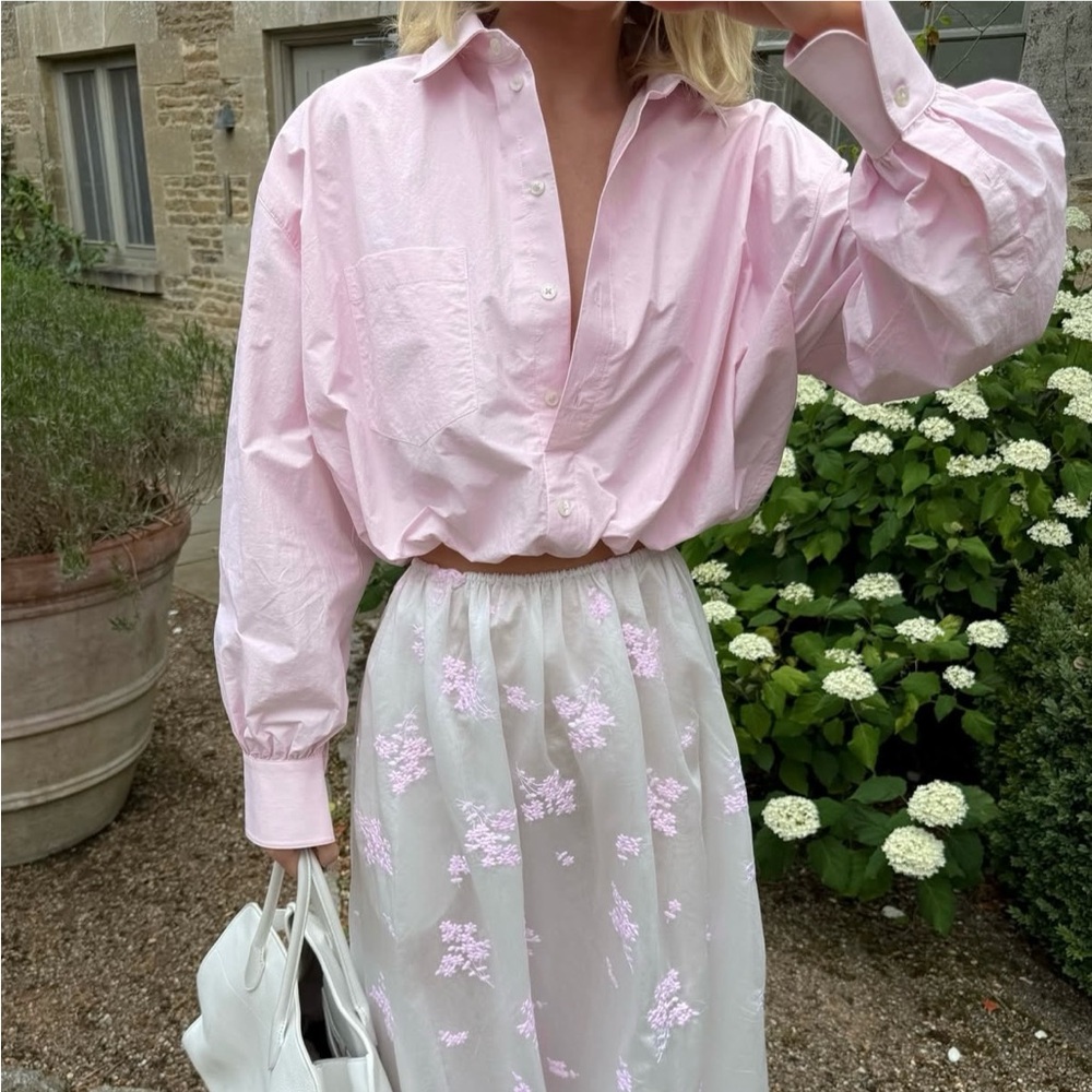 Light Pink Women's Button-Up Blouse - Picture 5 of 10